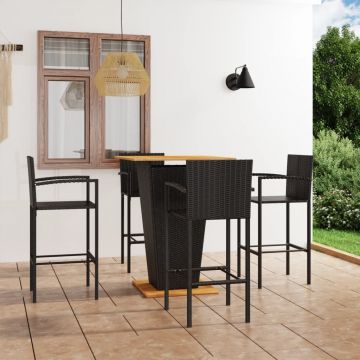 vidaXL Set mobilier bar de grădină, 5 piese, negru