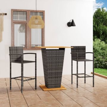 vidaXL Set mobilier de bar de grădină, 3 piese, gri