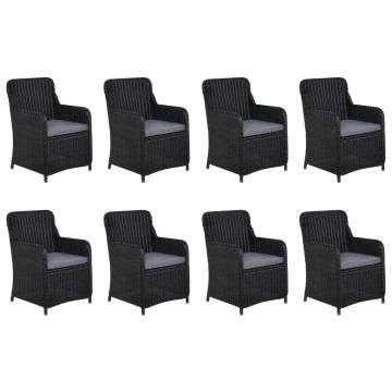 vidaXL Set mobilier de grădină, 11 piese, negru, poliratan