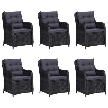 vidaXL Set mobilier de grădină, 7 piese, negru, poliratan