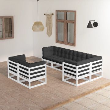 vidaXL Set mobilier de grădină cu perne, 7 piese, lemn masiv de pin