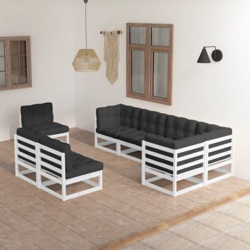 vidaXL Set mobilier de grădină cu perne, 8 piese, lemn masiv de pin