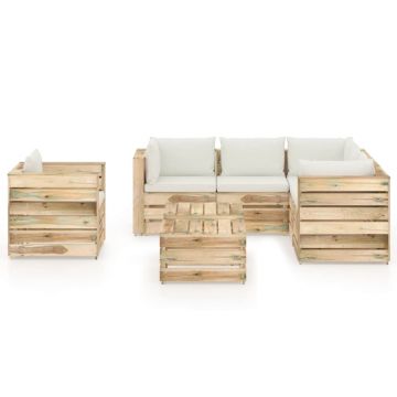 vidaXL Set mobilier de grădină cu perne, 8 piese, lemn verde tratat