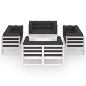 vidaXL Set mobilier de grădină cu perne, 9 piese, lemn masiv de pin