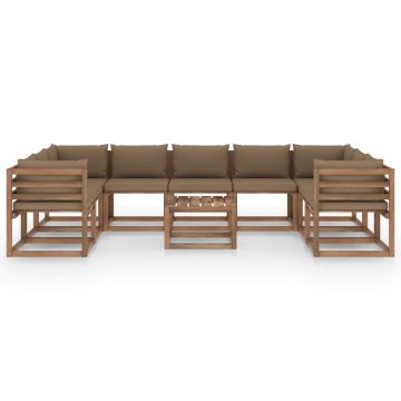 vidaXL Set mobilier de grădină cu perne gri taupe, 10 piese