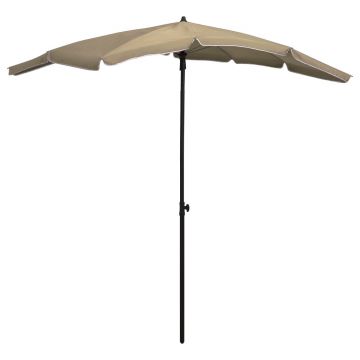 vidaXL Umbrelă de grădină cu stâlp, gri taupe, 200x130 cm