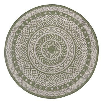 Covor exterior Ragami Round, ø 160 cm, verde - bej