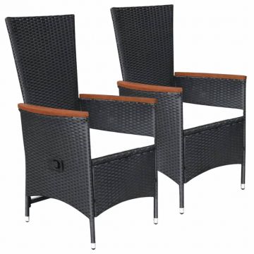 vidaXL Set de masă pentru grădină, 3 piese, negru