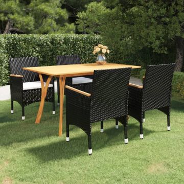 vidaXL Set de masă pentru grădină, 5 piese, negru