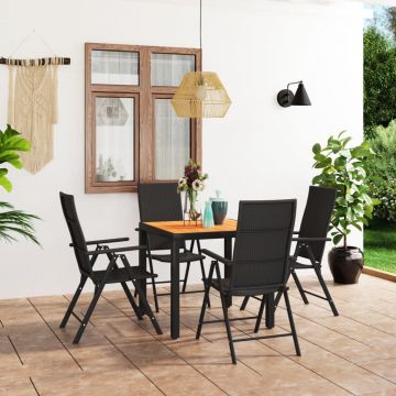 vidaXL Set de masă pentru grădină, 5 piese, negru și maro