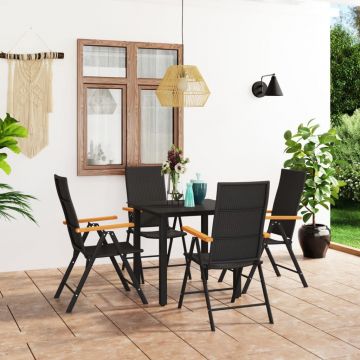 vidaXL Set de masă pentru grădină, 5 piese, negru și maro
