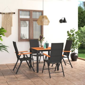 vidaXL Set de masă pentru grădină, 5 piese, negru și maro