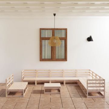 vidaXL Set mobilier de grădină, 11 piese, lemn masiv de pin