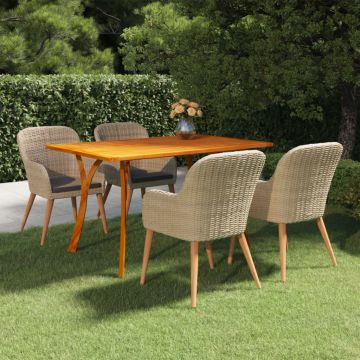 vidaXL Set mobilier de grădină, 5 piese, maro