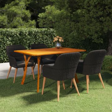 vidaXL Set mobilier de grădină, 5 piese, negru