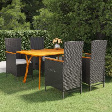 vidaXL Set mobilier de grădină, 5 piese, negru