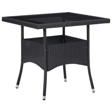 vidaXL Set mobilier de grădină, 5 piese, negru, poliratan