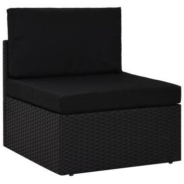 vidaXL Set mobilier de grădină, 7 piese, negru, poliratan