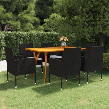 vidaXL Set mobilier de grădină, 7 piese, negru