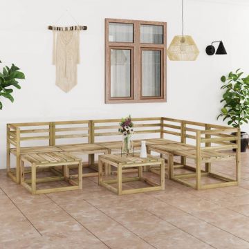 vidaXL Set mobilier de grădină, 8 piese, lemn de pin verde tratat