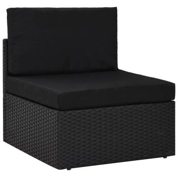 vidaXL Set mobilier de grădină cu perne, 10 piese, negru, poliratan