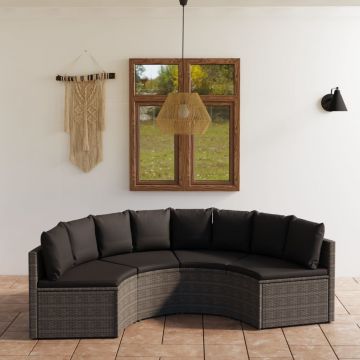 vidaXL Set mobilier de grădină cu perne, 4 piese, gri, poliratan