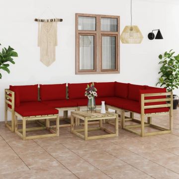 vidaXL Set mobilier de grădină cu perne, 8 piese, lemn de pin tratat
