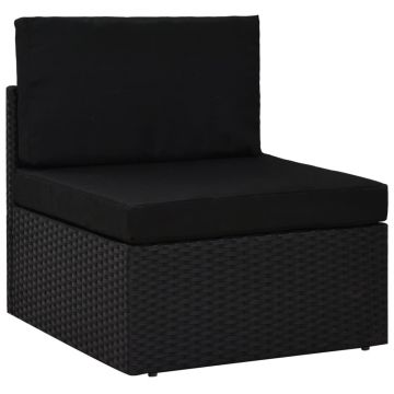 vidaXL Set mobilier de grădină, cu perne, 8 piese, negru, poliratan