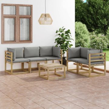 vidaXL Set mobilier de grădină cu perne gri, 6 piese
