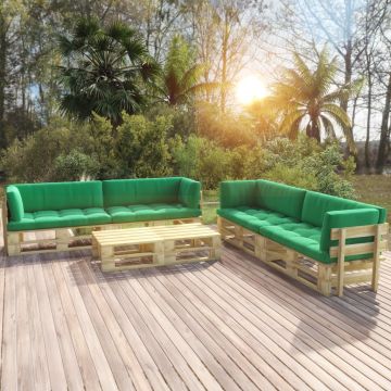 vidaXL Set mobilier din paleți cu perne, 6 buc., lemn pin verde tratat