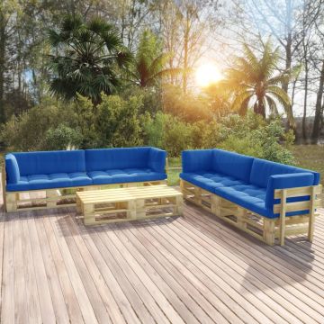 vidaXL Set mobilier relaxare paleți&perne 6piese verde lemn pin tratat