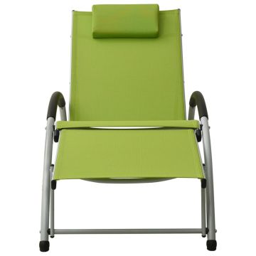 vidaXL Șezlong cu pernă, verde, textilenă vidaXL Șezlong cu pernă, verde, textilenă