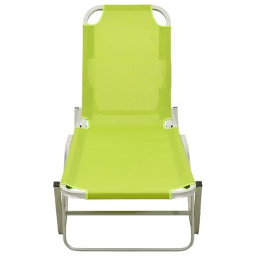 vidaXL Șezlong, verde, aluminiu și textilenă