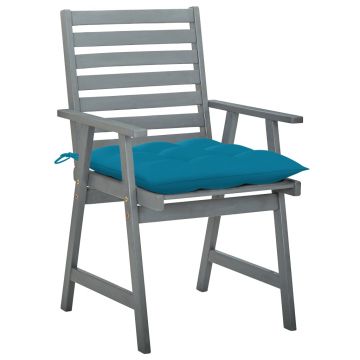 vidaXL Scaune de masă exterior cu perne, 2 buc., lemn masiv acacia vidaXL Scaune de masă exterior cu perne, 2 buc., lemn masiv acacia