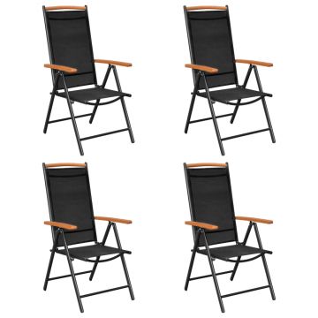 vidaXL Set mobilier de exterior, 5 piese, negru, aluminiu