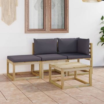 vidaXL Set mobilier de grădină, 4 piese, cu perne antracit