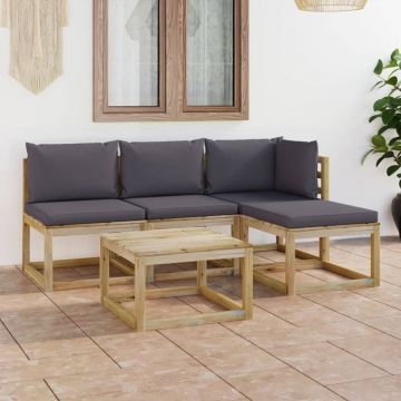 vidaXL Set mobilier de grădină, 5 piese, cu perne antracit