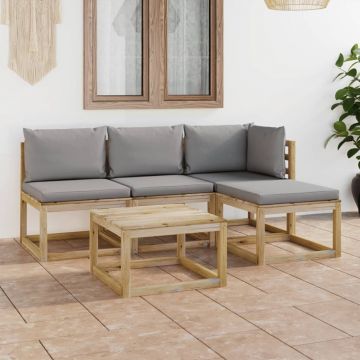 vidaXL Set mobilier de grădină cu perne gri, 5 piese