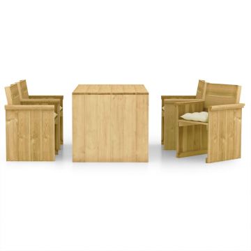 vidaXL Set mobilier de grădină, 5 piese, lemn de pin tratat
