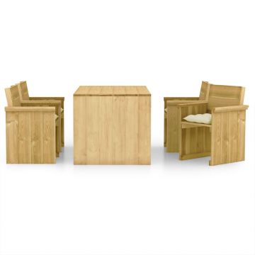 vidaXL Set mobilier de grădină, 5 piese, lemn de pin tratat