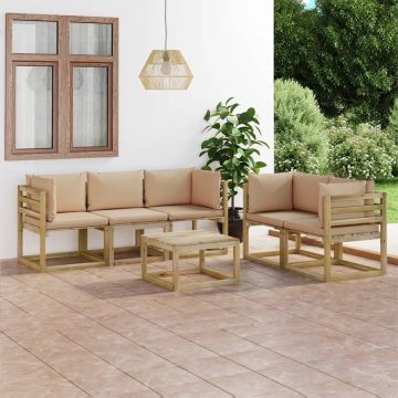vidaXL Set mobilier de grădină cu perne bej, 6 piese