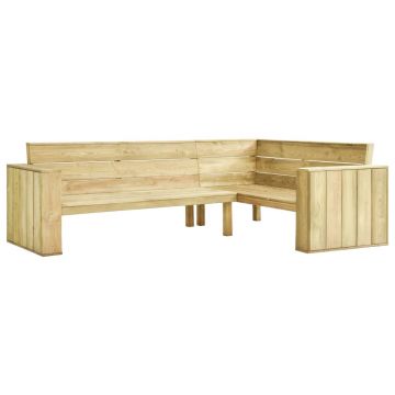 vidaXL Set mobilier de grădină cu perne, 2 piese, lemn de pin tratat