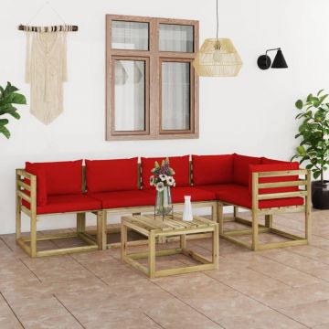 vidaXL Set mobilier grădină paleți cu perne 5 piese lemn pin impregnat