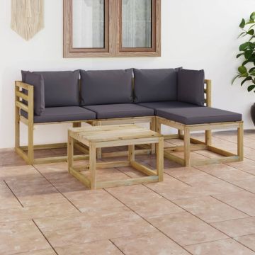 vidaXL Set mobilier de grădină cu perne antracit, 5 piese