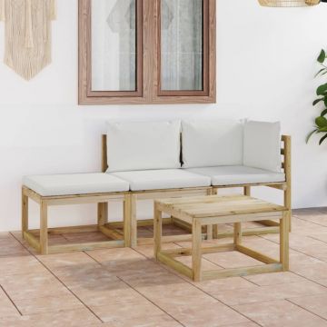 vidaXL Set mobilier de grădină cu perne crem, 4 piese