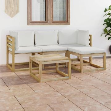 vidaXL Set mobilier de grădină cu perne crem, 5 piese