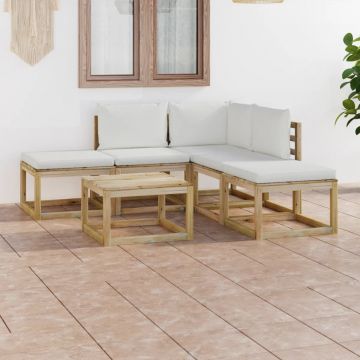 vidaXL Set mobilier de grădină cu perne crem, 6 piese