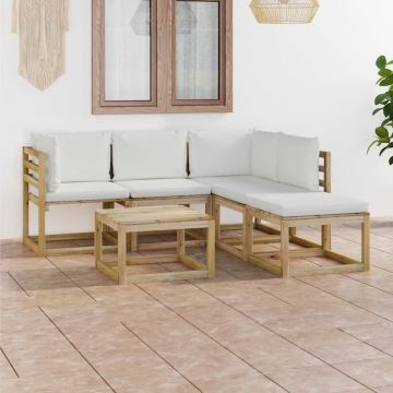 vidaXL Set mobilier de grădină cu perne crem, 6 piese