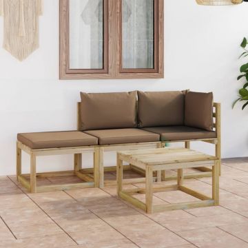 vidaXL Set mobilier de grădină cu perne gri taupe, 4 piese