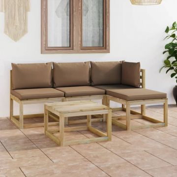 vidaXL Set mobilier de grădină cu perne gri taupe, 5 piese